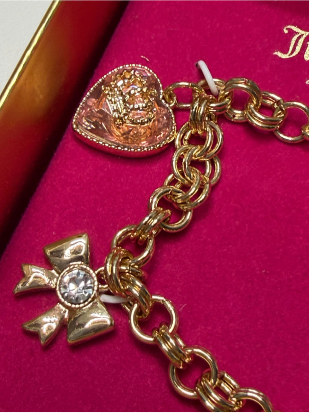 Women's Juicy Couture Gold Tone Charm Bracelet One Size Pink - Picture 2 of 5
